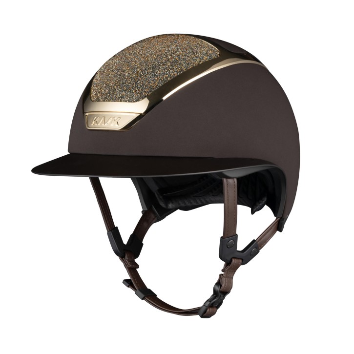 Kask Reithelm Star Lady Braun Gold Swarovski Carpet m. Inlay