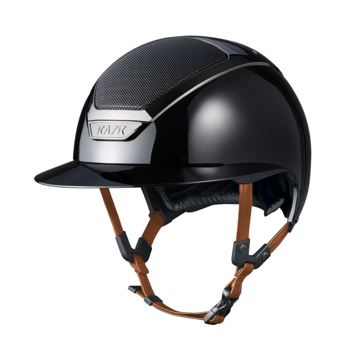 Kask Reithelm Star Lady Pure Shine Chrome Schwarz beige Kinnriemen