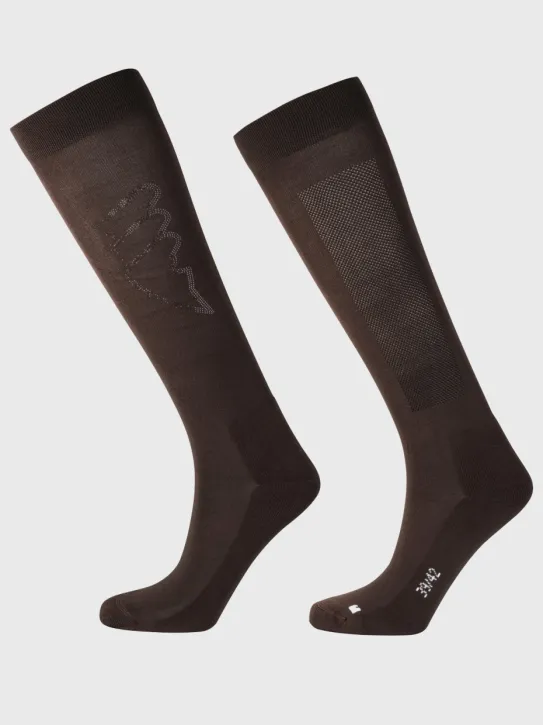 Equiline EQGlosy Damen Reitsocken Coffee Bean 39/42