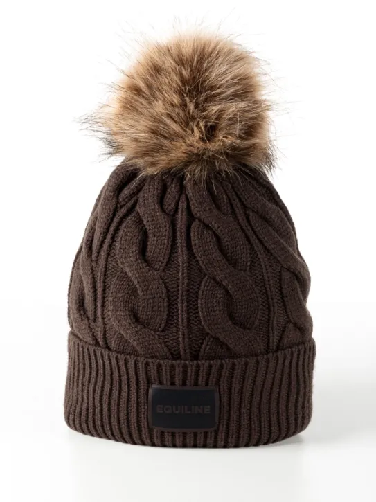 Equiline EQGat Damen Strickmütze mit Bommel Coffee Bean
