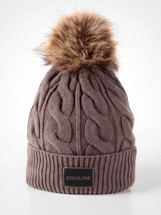 Equiline EQGat Damen Strickmütze mit Bommel Greige