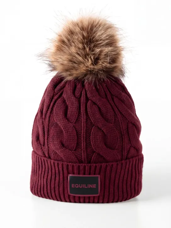 Equiline EQGat Damen Strickmütze mit Bommel Alpine Plum