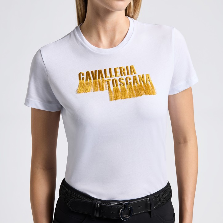 Cavalleria Toscana Damen Baumwoll T-Shirt weiß