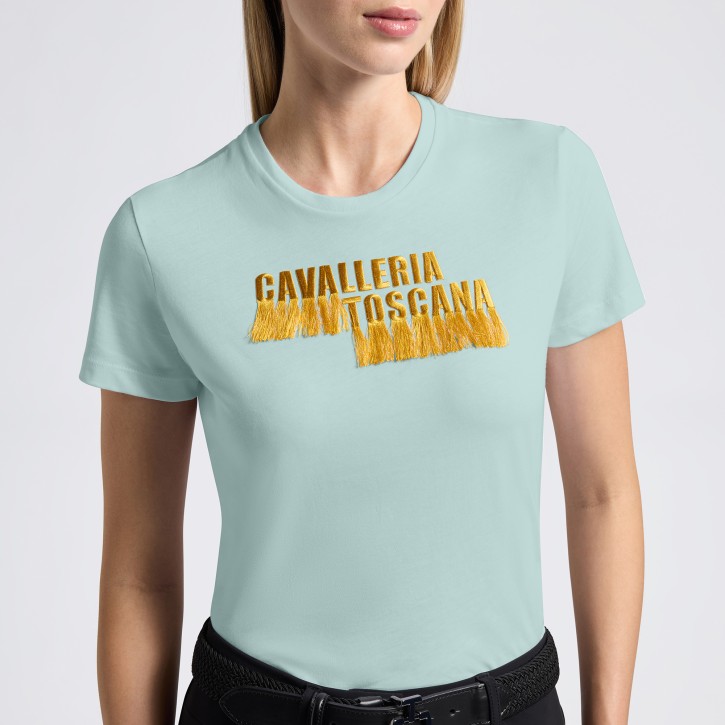 Cavalleria Toscana Damen Baumwoll T-Shirt light teal green
