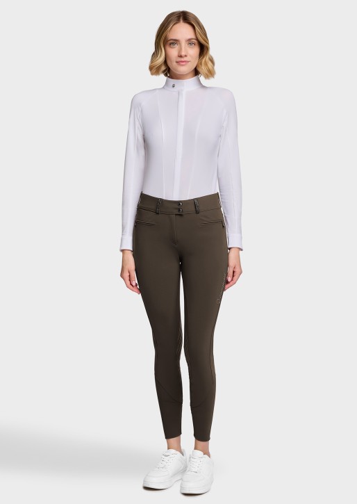 Samshield Clara Crystal Fabric Reithose Damen Mocha – Hohe Taille und Vollgrip