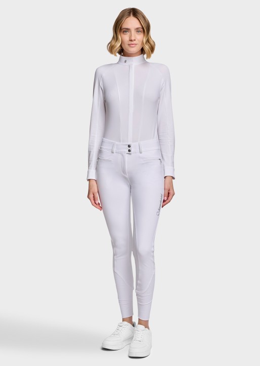 Samshield Clara Crystal Fabric Reithose Damen Weiß – Hohe Taille und Vollgrip
