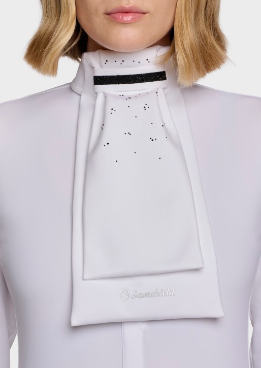 Samshield Plastron Damen Crystal Fabric schwarz chrome – Elegantes Turnieraccessoire mit Swarovski®
