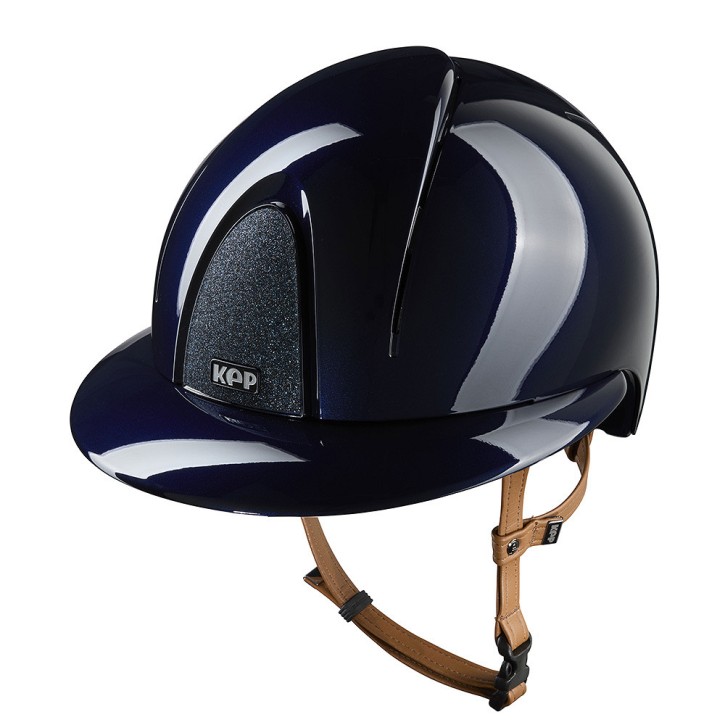 KEP Reithelm Smart Nova Polo Star metal polish blau / beiger Kinnriemen