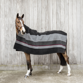 Kentucky Heavy Fleece Square Stripes Schwarz Grau 140 x 160