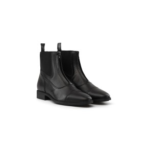Schwarze Lederstiefelette mit Reißverschluss vorne von Dyon