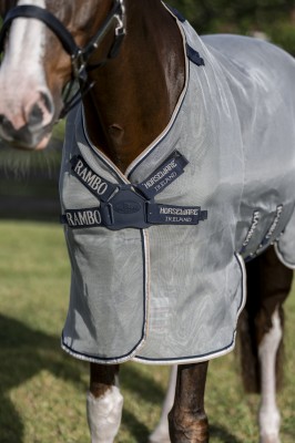 Horseware Fliegendecke Rambo Protector Fieldsafe Plus navy/grey & silver