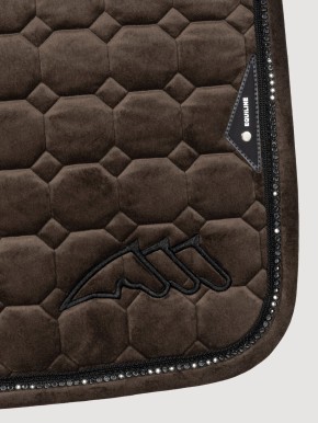 Equiline Eqenti Springschabracke Velvet mit Strasssteinen Coffee Bean
