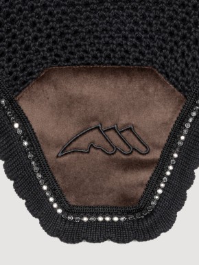 Equiline Eqenti Fliegenohren Velvet mit Strasssteinen Coffee Bean