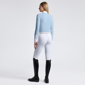 Cavalleria Toscana plissiertes Damen Turniershirt Langarm blue fog