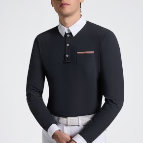 Cavalleria Toscana Herren Langarm Turniershirt Charcoal