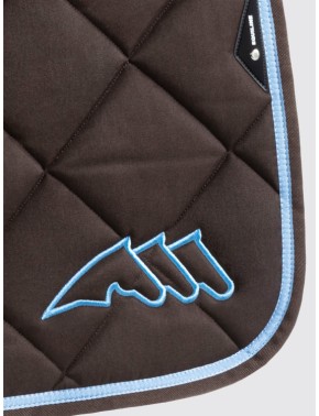 Equiline Dressur Schabracke EQ Chroma mit Fliegenmütze Braun/Hellblau