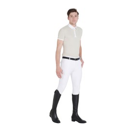Herrenreithose Slim-Fit von Equestro - Kniegrip, Weiß
