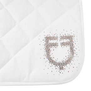 Dressurschabracke von Equestro mit Logo aus Glitzer - Weiß FULL