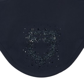 Fliegenhaube von Equestro mit Logo aus Strass Schwarz FULL