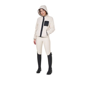 Damenjacke von Equestro aus Fleece im Teddy-Look - Antique White