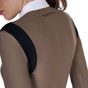 Damen Turniershirt von Equestro, Poloshirt im Slim Fit - Walnut