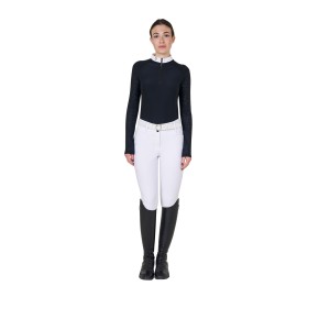 Turniershirt für Damen von Equestro - Ärmel mit Mesh in Schwarz