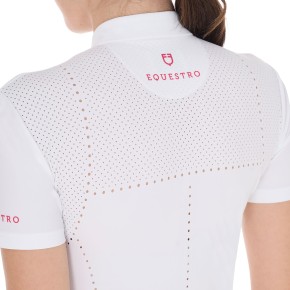 Equestro Damen Turniershirt perforiert - weiß/pink