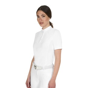 Turniershirt für Damen von Equestro - kurzarm in Weiß