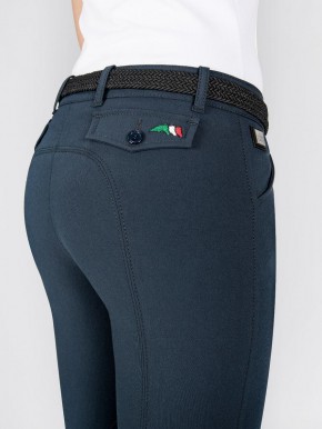 Equiline Stoffknie Damen Reithose Boston blau