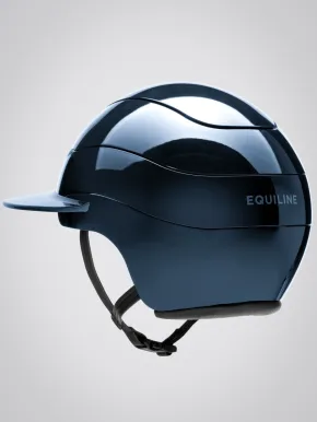 Equiline Reithelm Xanto Sonnen-Visier Blau Glänzend Front Swarovski