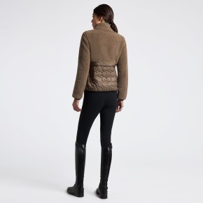 Cavalleria Toscana Damen Teddy Bear Fleece und Nylon Zip Walnut