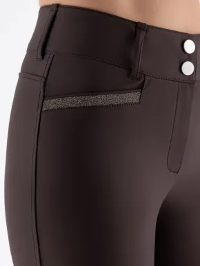 Equiline Eqcrystalef Damen Vollgrip Reithose Highwaist Coffee Bean