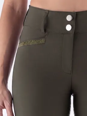 Equiline Eqcrystalef Damen Vollgrip Reithose Highwaist Olive Night