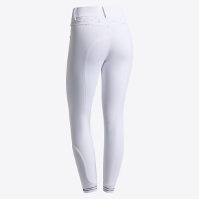 Cavalleria Toscana Damen Reithose Kniegrip mit gesticktem Logo weiß