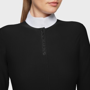 Jella Premium Damen Turniershirt von Samshield – Schwarz, Langarm, edel mit Glitzer