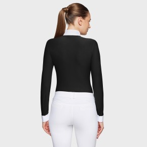 Jella Premium Damen Turniershirt von Samshield – Schwarz, Langarm, edel mit Glitzer