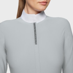 Jella Premium Damen Turniershirt von Samshield – Weiß, Langarm, edel mit Glitzer