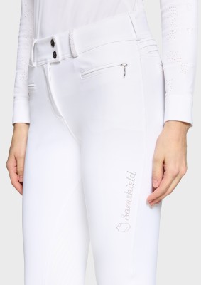 Samshield CLARA PREMIUM Reithose Damen weiß – Hohe Taille und Vollgrip
