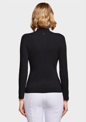 Damenpullover Lidia von Samshield – Schwarz, hoher Kragen, Reißverschluss