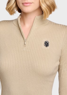 Damenpullover Lidia von Samshield – hoher Kragen, und Reißverschluss Sand