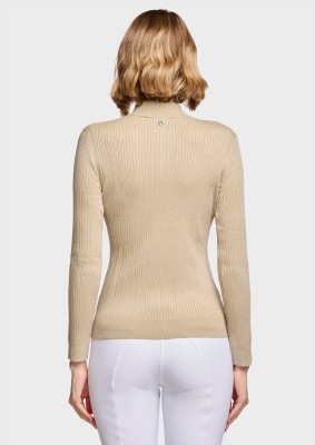 Damenpullover Lidia von Samshield – hoher Kragen, und Reißverschluss Sand
