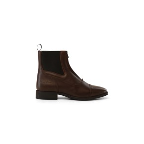 Braune Lederstiefelette mit Reißverschluss vorne von Dyon