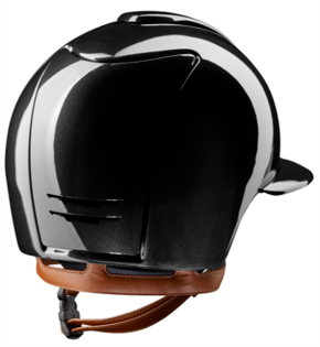 KEP Reithelm Cromo 2.0 m. Inlay Glänzend Shine Polo schwarz / bieger Kinnriemen