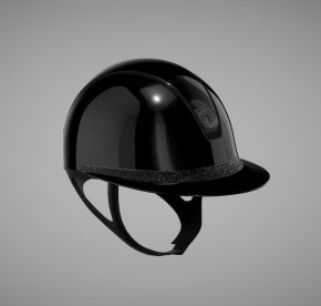 Samshield Miss Shadowglossy 2.0 – Reithelm Schwarz mit Crystal Fabric Blazon & Frontal Band